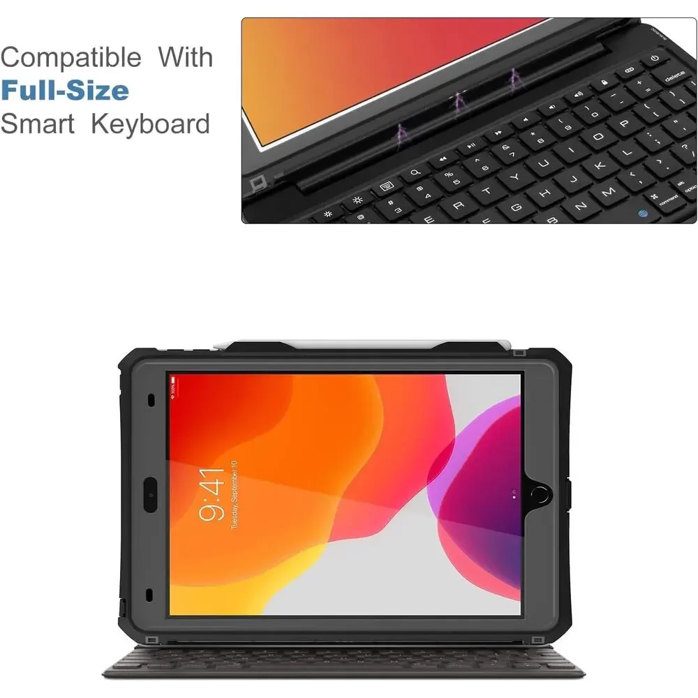 MRUOZRUI 10.2 Waterproof Case Compatible With IPad 9th 8th 7th Generation-Black